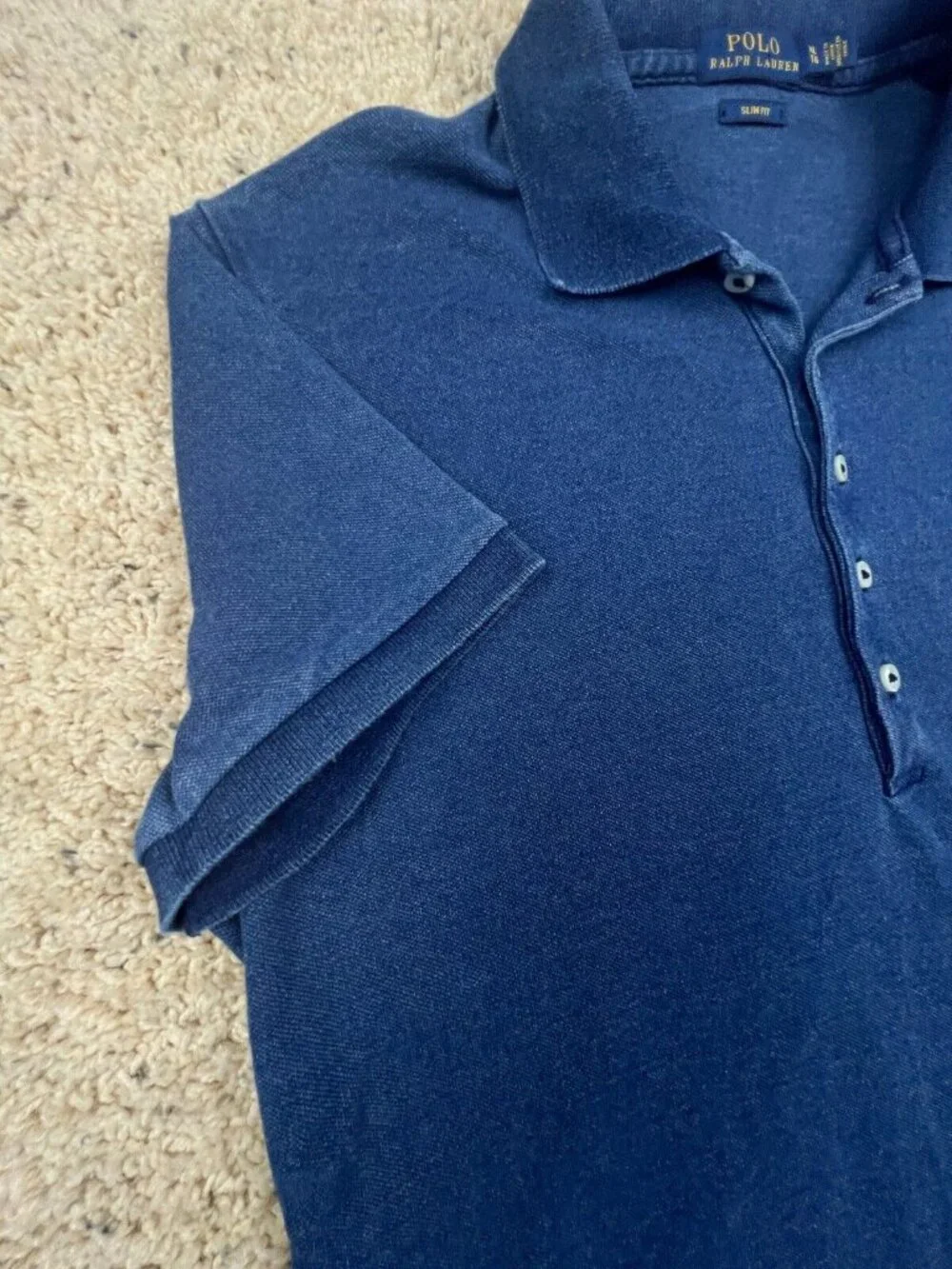 Polo Ralph Lauren Polo Shirt Blue Slim Fit Mens XL Pony Logo Short Sleeve